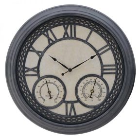Inart Ρολόι Τοίχου Γκρί,Μέντα Πλαστικό 3-20-925-0012