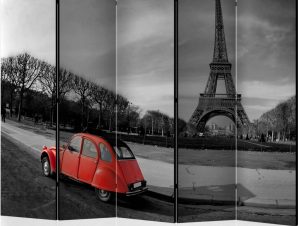 Διαχωριστικό με 5 τμήματα – Eiffel Tower and red car II [Room Dividers]