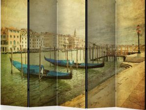 Διαχωριστικό με 5 τμήματα – Grand Canal, Venice (Vintage) II [Room Dividers]