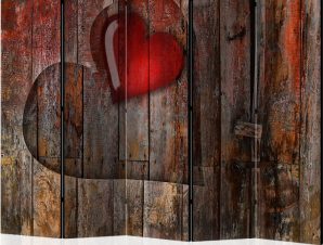 Διαχωριστικό με 5 τμήματα – Heart on wooden background II [Room Dividers]