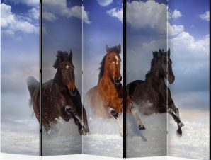 Διαχωριστικό με 5 τμήματα – Horses in the Snow II [Room Dividers]