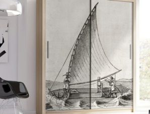 Παραδοσιακό αλιευτικό σκάφος της Βραζιλίας Ζωγραφική Αυτοκόλλητα ντουλάπας 100 x 100 εκ.