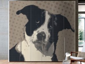 Χαριτωμένος σκύλος Κόμικς Αυτοκόλλητα ντουλάπας 100 x 100 εκ.