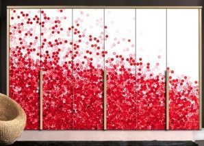 Πολύ μικρά κόκκινα σωματίδια στο υγρό. Φόντο – Τοίχοι Αυτοκόλλητα ντουλάπας 100 x 100 εκ.