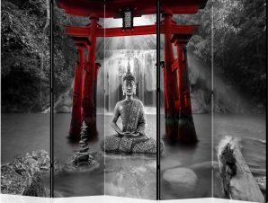 Διαχωριστικό με 5 τμήματα – Buddha Smile (Red) II [Room Dividers]