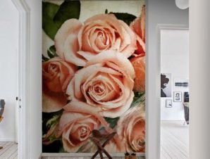 Ροζ τριαντάφυλλα Vintage Ταπετσαρίες Τοίχου 100 x 100 εκ.